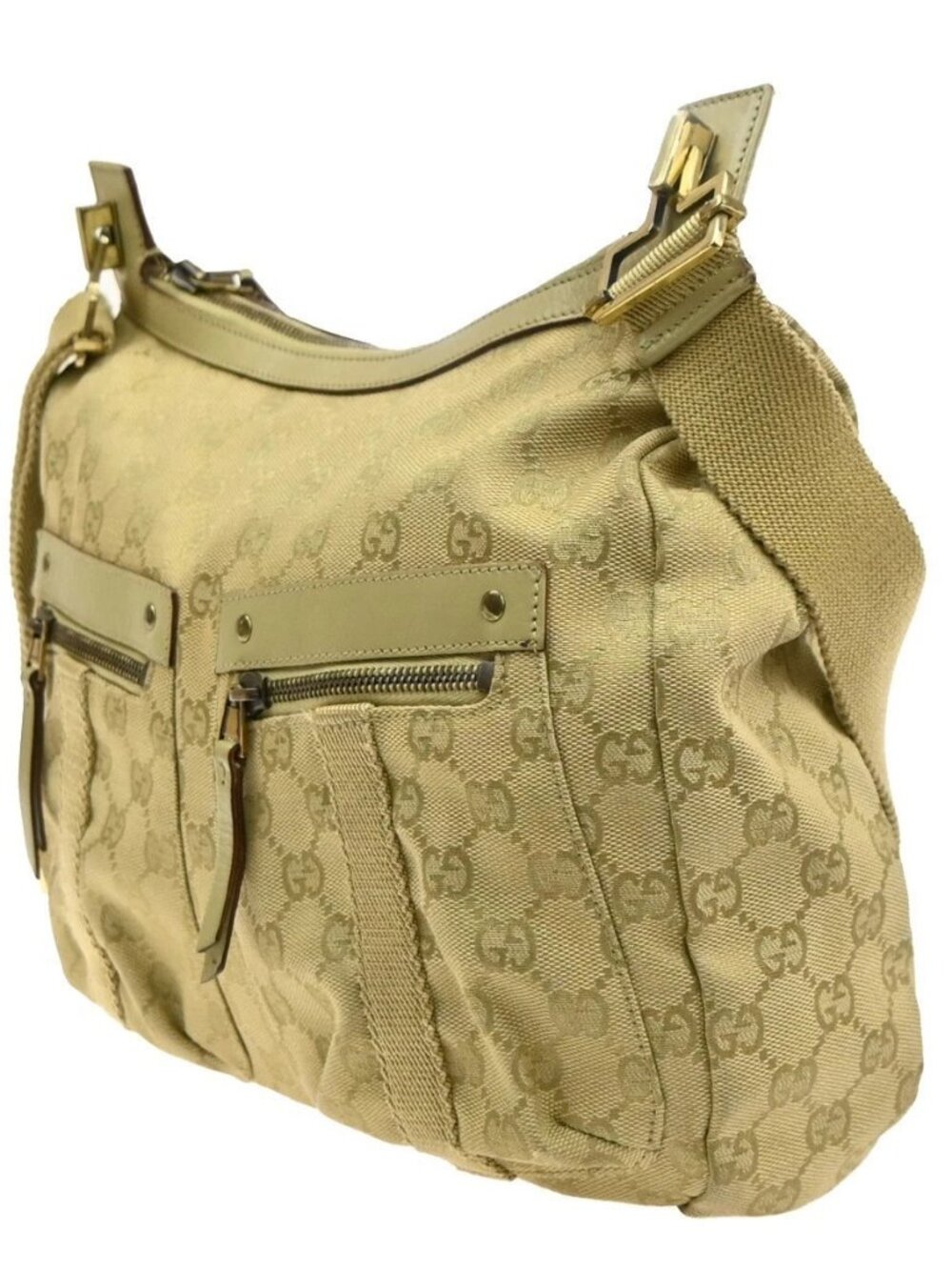 GUCCI Logo GG Pattern Shoulder Bag Canvas Leather Beige GHW Italy 34YJ134 - Picture 2 of 15